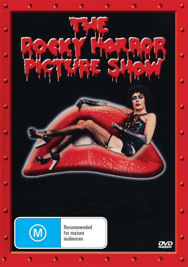DVD cover of The Rocky Horror Picture Show featuring Tim Curry and Susan Sarandon, horror musical movie from Rare and Collectible DVDs.