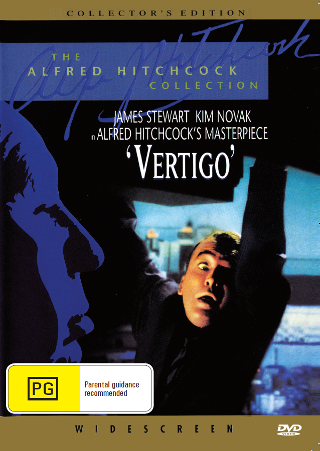 Vertigo DVD featuring James Stewart and Kim Novak, classic mystery movie from the collection of rareandcollectibledvds.