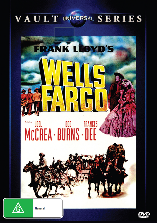 Wells Fargo DVD drama featuring Joel McCrae and Bob Burns, from rareandcollectibledvds, with cover art visible.