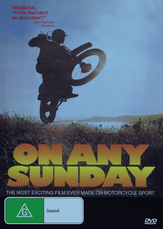 On Any Sunday DVD featuring Steve McQueen and Dave Aldana, showcasing a motorcycle sport movie.