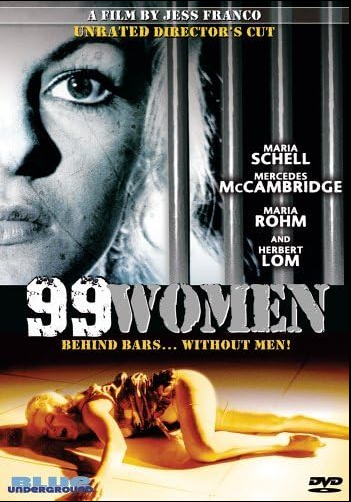 Screenshot of the DVD cover for "99 Women," a crime movie starring Maria Schell and Luciana Paluzzi, from rareandcollectibledvds.