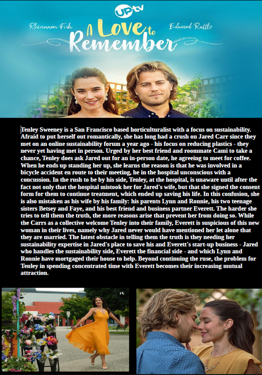 A Love To Remember DVD featuring Rhiannon Fish and Edward Ruttle, romantic movie from rareandcollectibledvds, showing the DVD cover.
