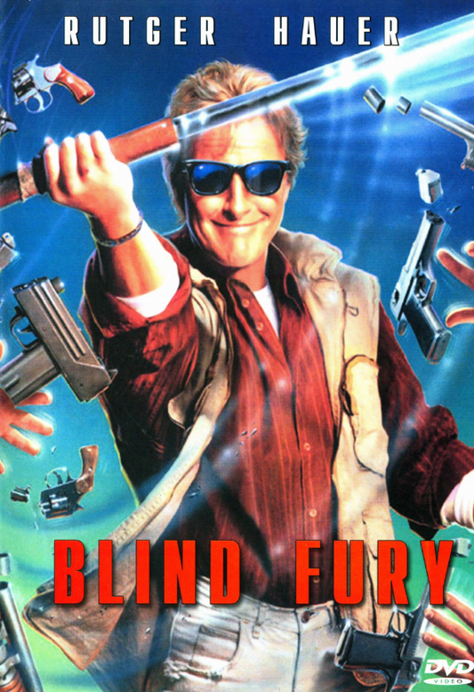DVD cover of Blind Fury featuring Rutger Hauer and Terry O'Quinn, showcasing martial arts action from the movies and DVDs collection.