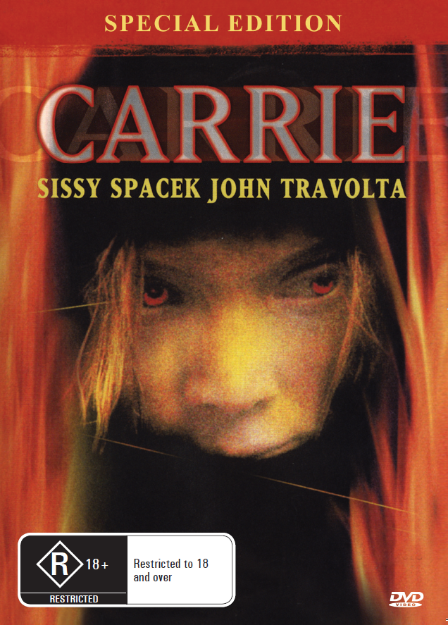 Carrie on DVD, horror movie starring Sissy Spacek and Piper Laurie, from rareandcollectibledvds, classic horror film.
