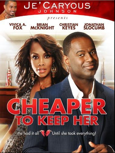 DVD cover of "Cheaper to Keep Her," a romance movie featuring Brian McKnight and Vivica A. Fox, from rareandcollectibledvds.