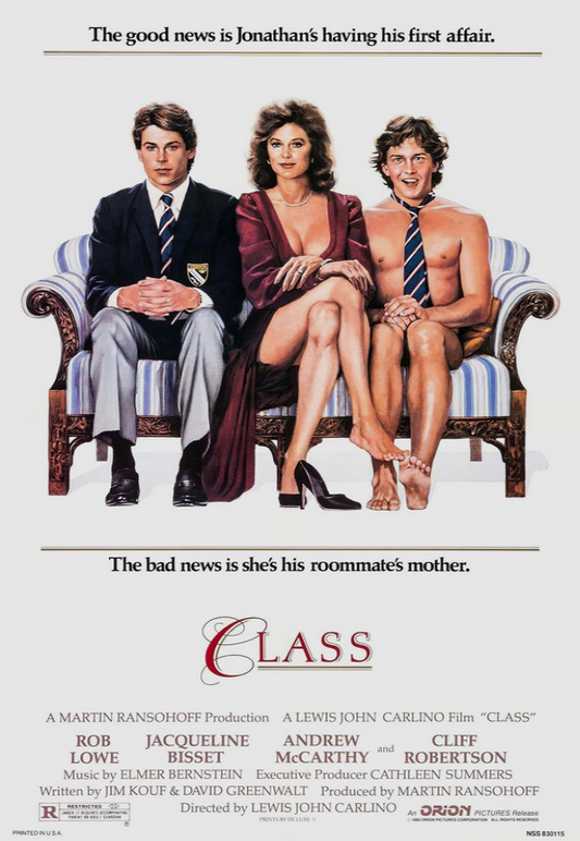 DVD cover of comedy movie "Class" featuring Jacqueline Bisset and Rob Lowe, from rareandcollectibledvds collection.