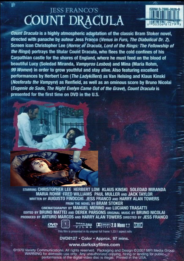 Count Dracula DVD horror movie featuring Christopher Lee and Herbert Lom, from rareandcollectibledvds.