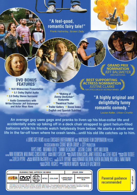 Danny Deckchair DVD comedy featuring Rhys Ifans and Miranda Otto, movie cover image from RareandCollectibleDVDs.