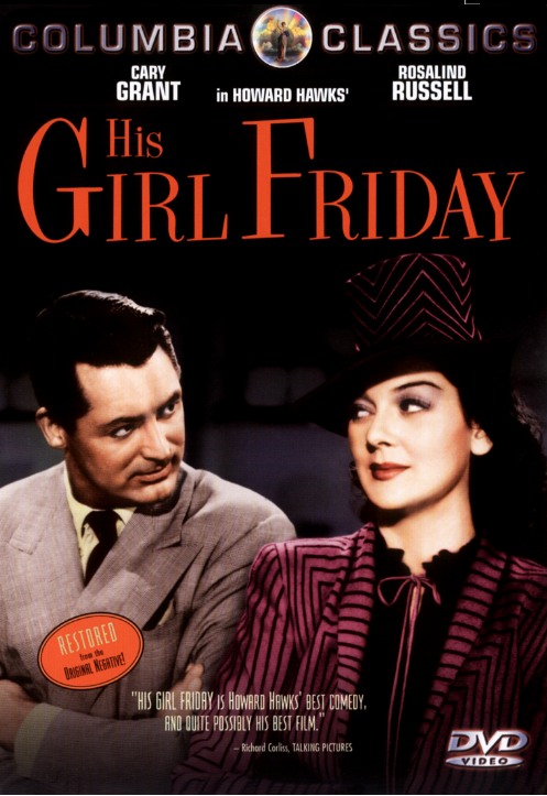 His Girl Friday DVD featuring Cary Grant and Rosalind Russell, classic comedy movie, from Rare and Collectible DVDs.