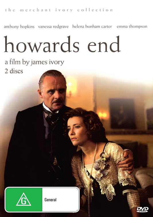 Howard's End DVD featuring Anthony Hopkins and Emma Thompson, a classic romance movie from Rareandcollectibledvds.