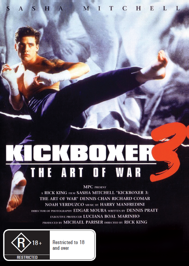 Kickboxer 3 DVD featuring Sasha Mitchell and Dennis Chan, action movie from the martial arts film series.