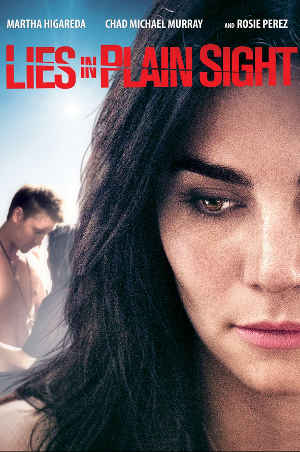 DVD cover of "Lies in Plain Sight" drama with Martha Higareda and Yul Vazquez, featuring the movie poster design.
