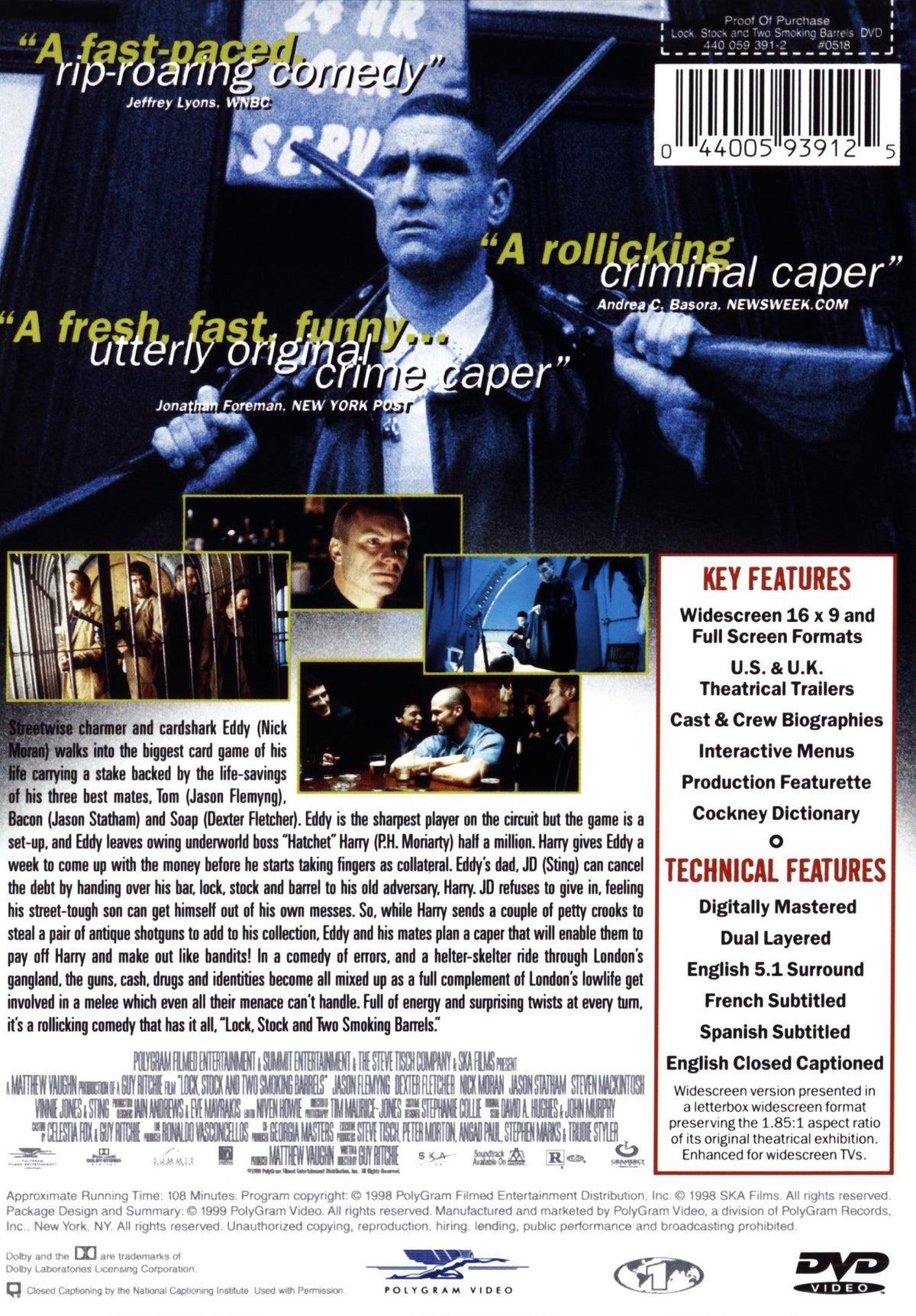 Lock, Stock and Two Smoking Barrels DVD featuring Jason Flemyng and Dexter Fletcher in an action movie from Rare and Collectible DVDs.