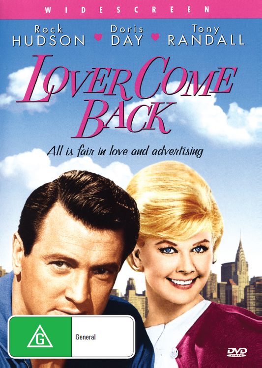 DVD cover of "Lover Come Back" comedy featuring Rock Hudson and Doris Day, from rareandcollectibledvds.
