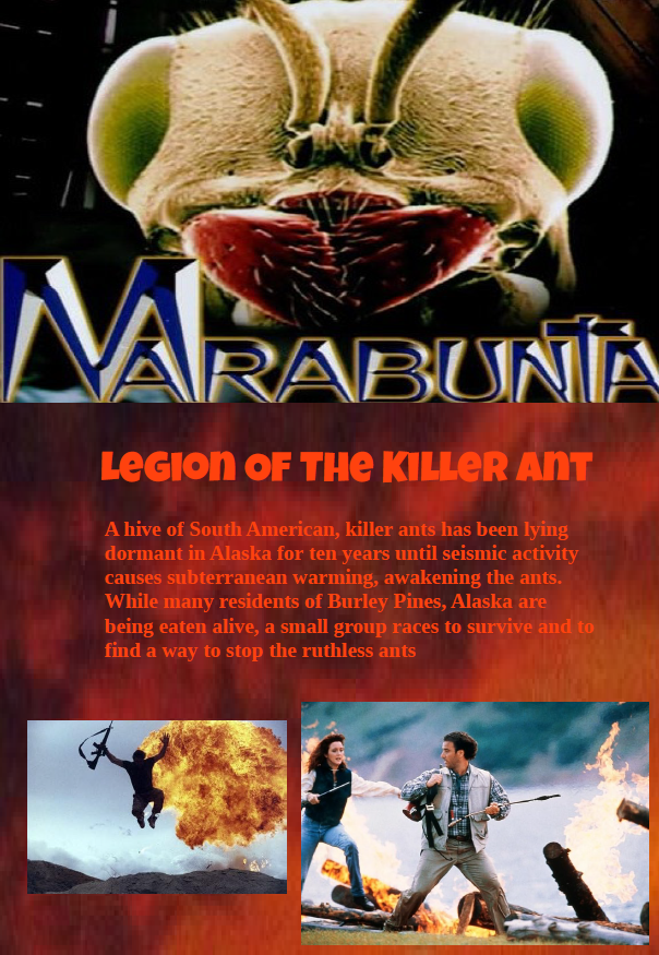 Marabunta on DVD, horror movie featuring Eric Lutes and Julia Campbell, image of the DVD cover with horror-themed artwork.