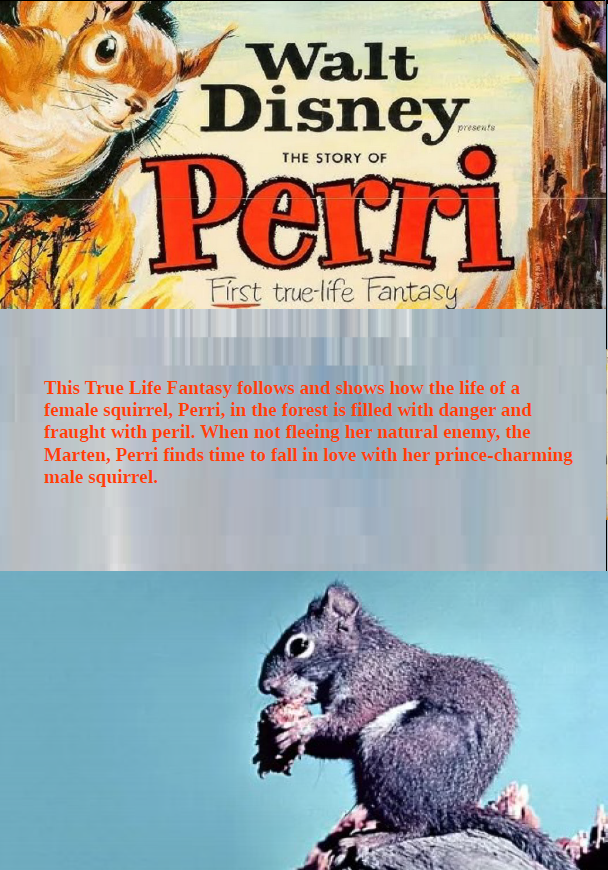 DVD of "Perri" from the True Life Adventure nature documentary series, featuring a scene from the animated animal film.