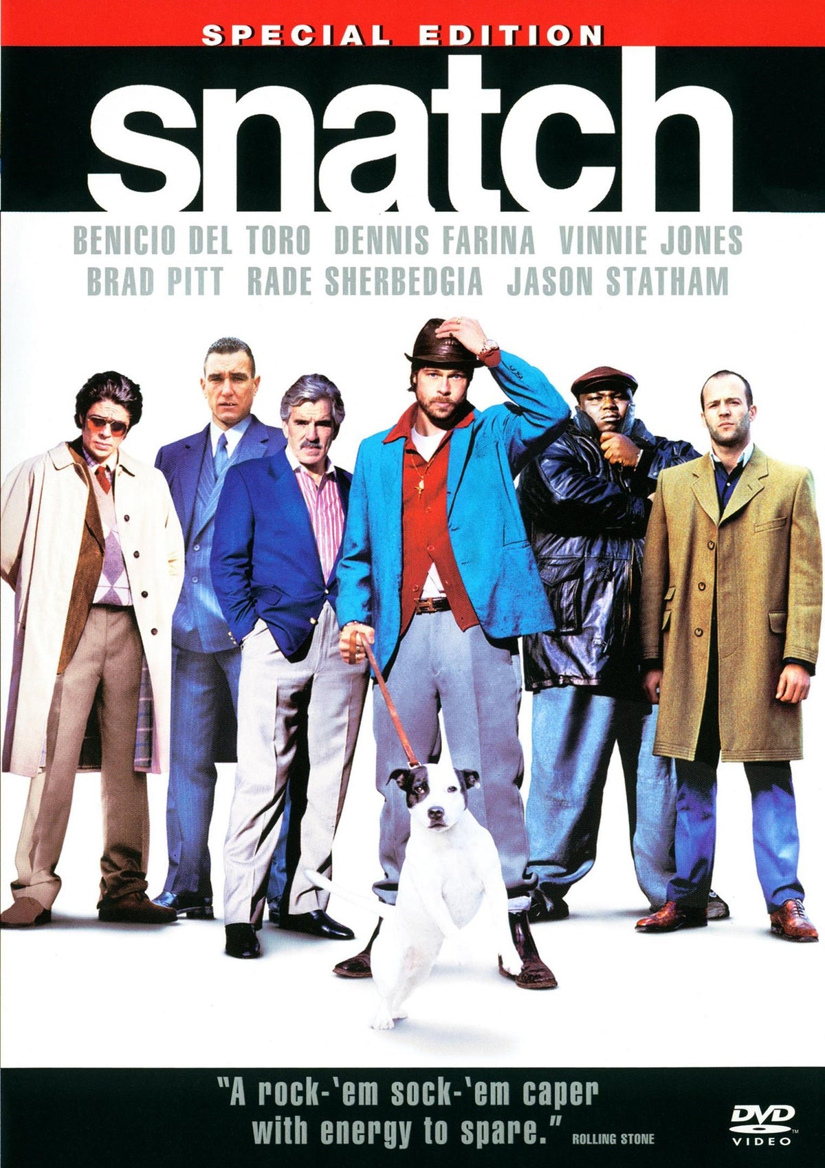 DVD cover of "Snatch" featuring Jason Statham and Brad Pitt, crime movie from rareandcollectibledvds.