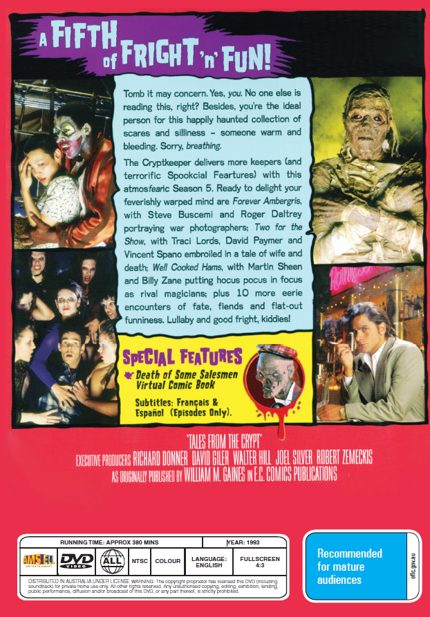 Tales From The Crypt Season 5 DVD featuring horror genre, starring John Kassir and Roy Brocksmith, from rareandcollectibledvds.