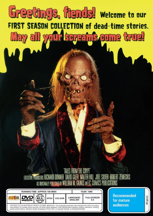 Tales From The Crypt Season 1 DVD featuring horror series with John Kassir and Roy Brocksmith, collectible movie and DVD.