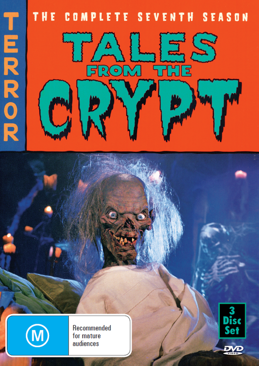Screenshot of Tales From The Crypts Season 7 DVD featuring horror genre, John Kassir, and Roy Brocksmith in collectible DVD packaging.