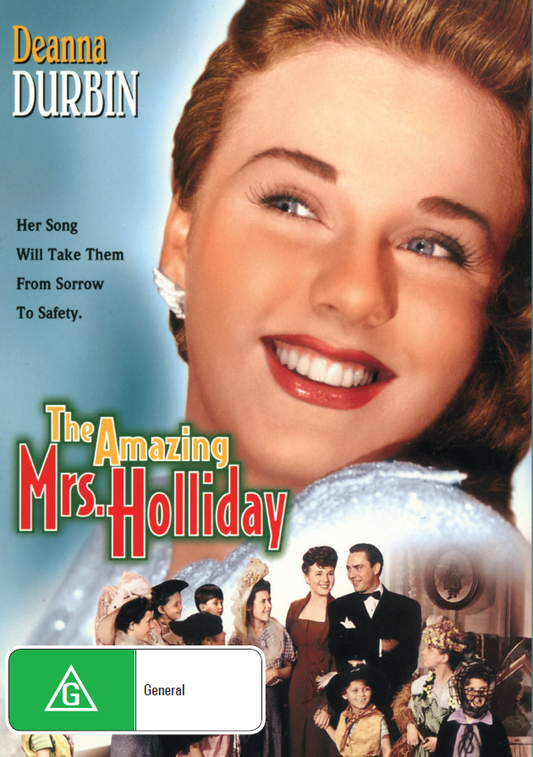 DVD cover of "The Amazing Mrs. Holiday" comedy movie featuring Deanna Durbin and Edmond O'Brien, from rareandcollectibledvds.