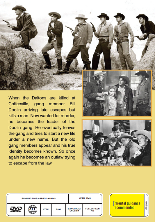 DVD cover of The Doolins of Oklahoma Western movie starring Randolph Scott and George Macready, from the collection of rareandcollectibledvds