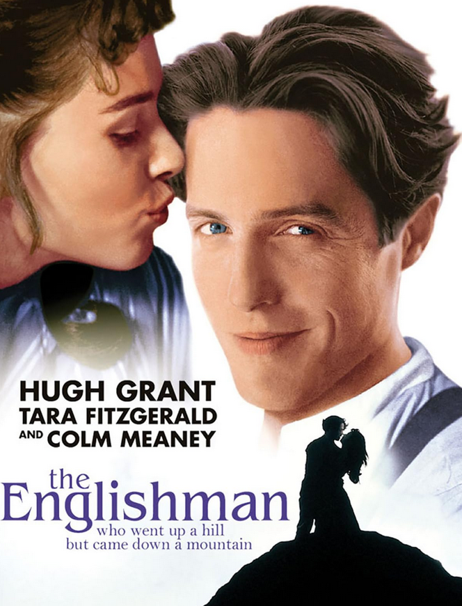DVD cover of the comedy film "The Englishman Who Went Up a Hill But Came Down a Mountain" starring Hugh Grant and Tara Fitzgerald.