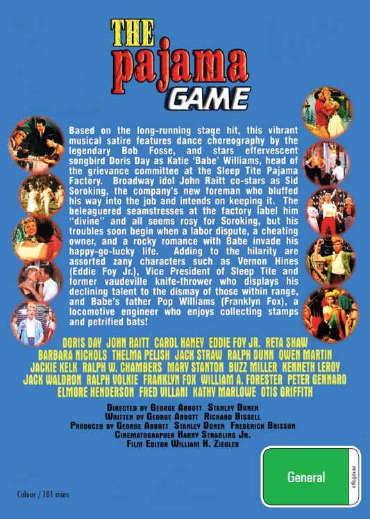 DVD of The Pajama Game musical movie featuring Doris Day and John Raitt, from Rare and Collectible DVDs.