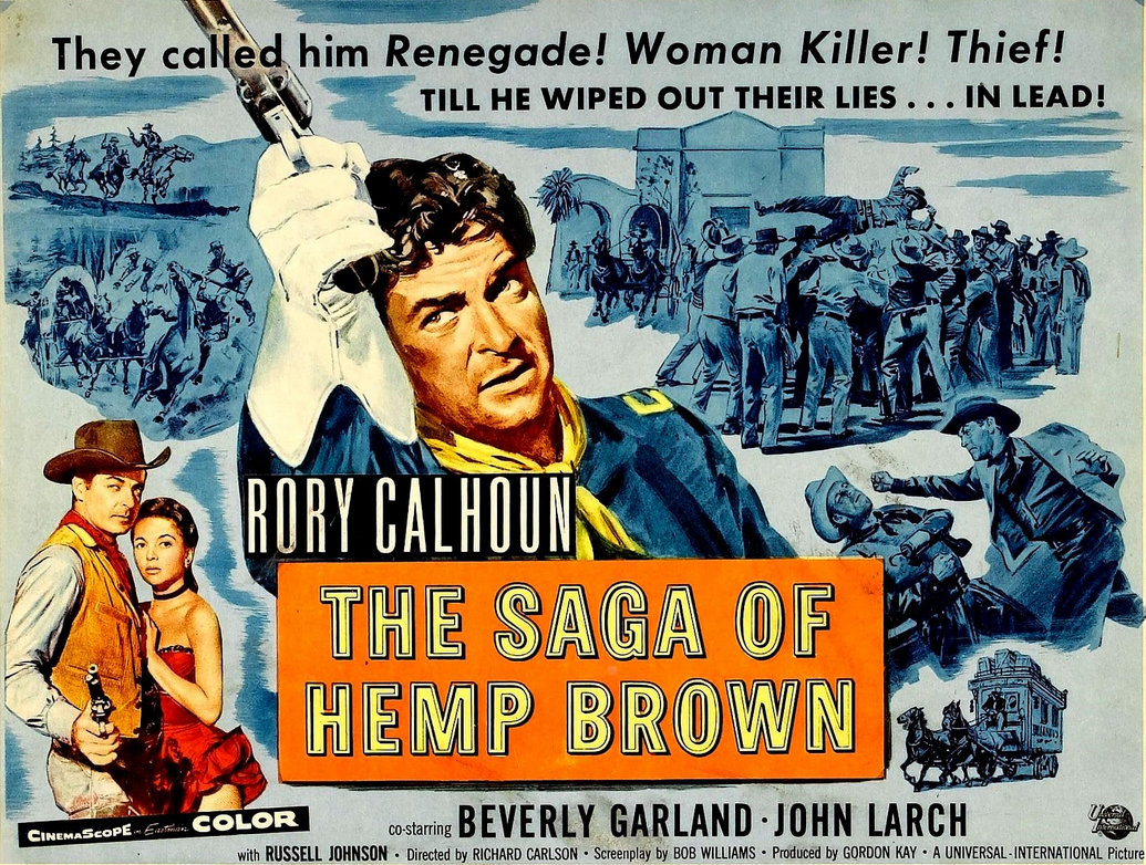 The Saga of Hemp Brown DVD featuring Western movie stars Rory Calhoun and Beverly Garland, displayed in an open case.