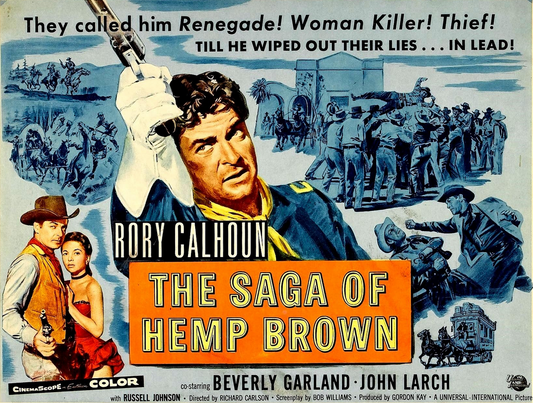 The Saga of Hemp Brown DVD featuring Western movie stars Rory Calhoun and Beverly Garland, displayed in an open case.