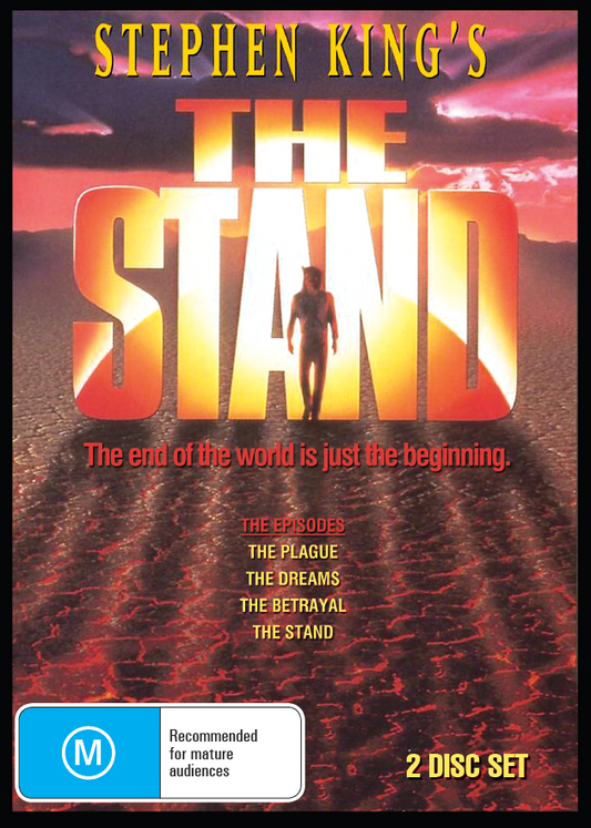 Screenshot from the dystopian sci-fi movie "The Stand" featuring Gary Sinise and Molly Ringwald, DVD cover art.