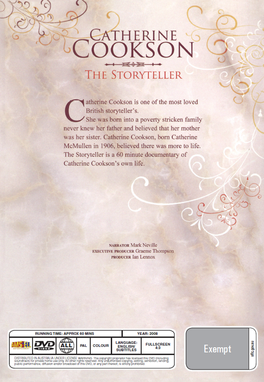 The Storyteller DVD, a documentary film by Catherine Cookson, featuring cover art with movie title and branding on DVD case.
