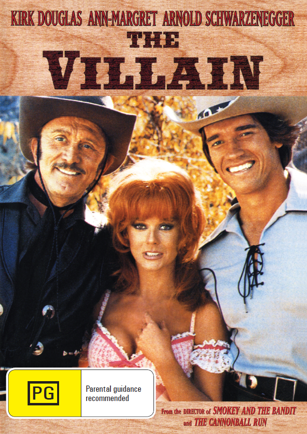 Western DVD "The Villain" featuring Kirk Douglas and Arnold Schwarzenegger, from rareandcollectibledvds collection.