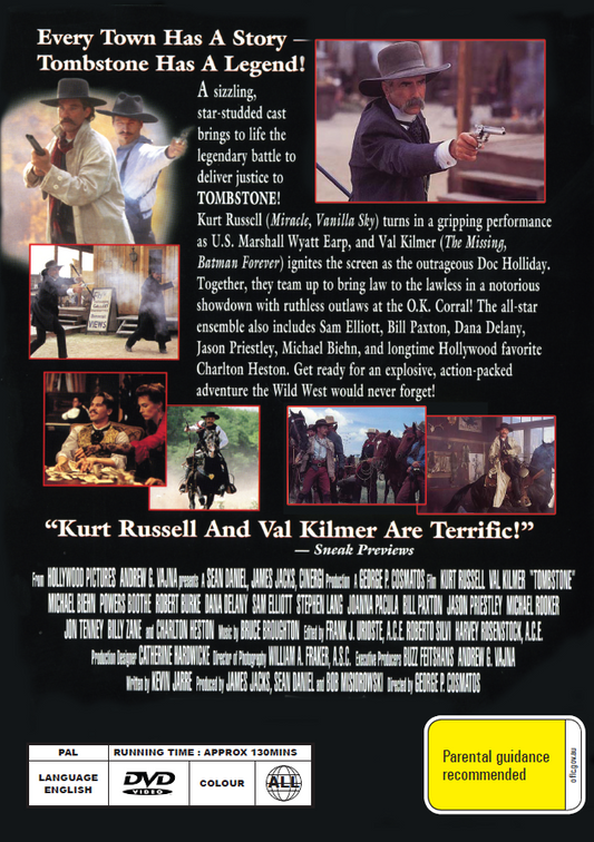 Tombstone DVD featuring Kurt Russell and Val Kilmer, a dramatic Western movie from the Movies and DVDs collection.