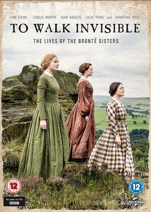 DVD of "Walk Invisible: The Brontë Sisters" featuring Finn Atkins and Charlie Murphy, depicting historical drama scenes.