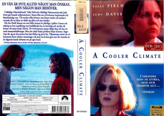 DVD cover of "A Cooler Climate" drama featuring Sally Field and Judy Davis, from the Rare and Collectible DVDs collection.