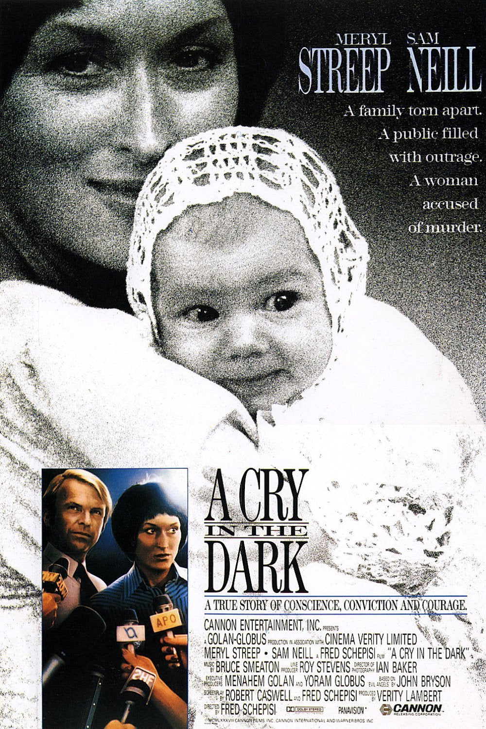 DVD of "A Cry In The Dark" featuring Meryl Streep and Sam Neill, in a drama movie cover with title and actor images.