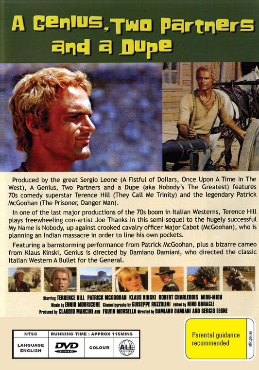 DVD of "A Genius Two Partners and a Dupe" comedy movie featuring Terence Hill and Miou-Miou, from Rare and Collectible DVDs.
