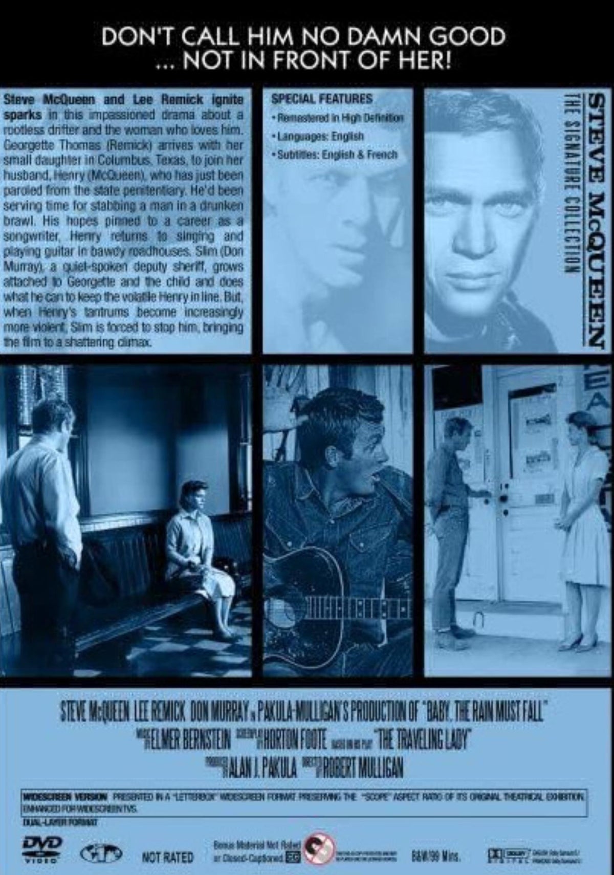 DVD of Baby the Rain Must Fall movie featuring Steve McQueen and Lee Remick, drama film on a standard DVD case.