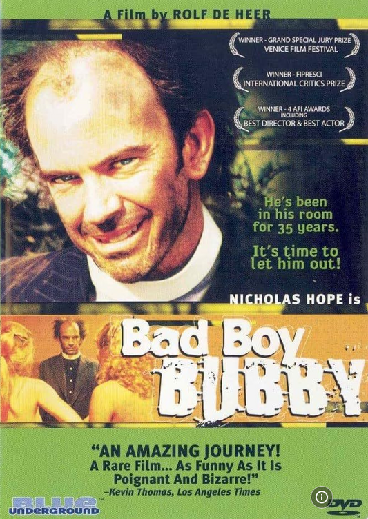DVD cover of Bad Boy Bubby movie featuring Nicholas Hope and Claire Benito, a crime drama film on a rareandcollectibledvds DVD.