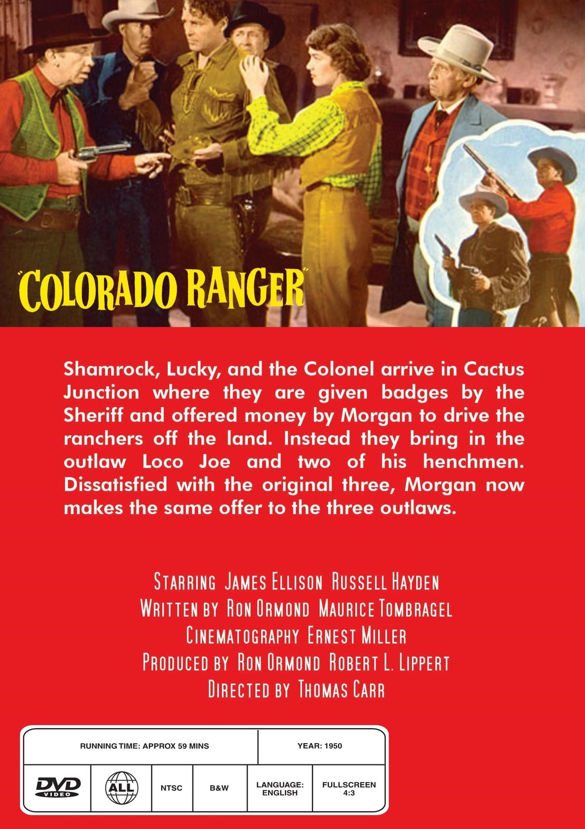 DVD cover of Colorado Ranger Western movie featuring James Ellison and Russell Hayden, collectible Western film on DVD.