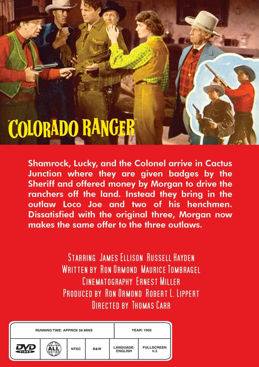 DVD cover of Colorado Ranger Western movie featuring James Ellison and Russell Hayden, collectible Western film on DVD.