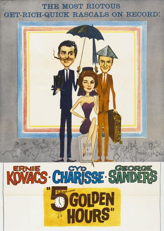 DVD cover of Five Golden Hours comedy movie featuring Ernie Kovacs and Cyd Charisse, from rareandcollectibledvds.