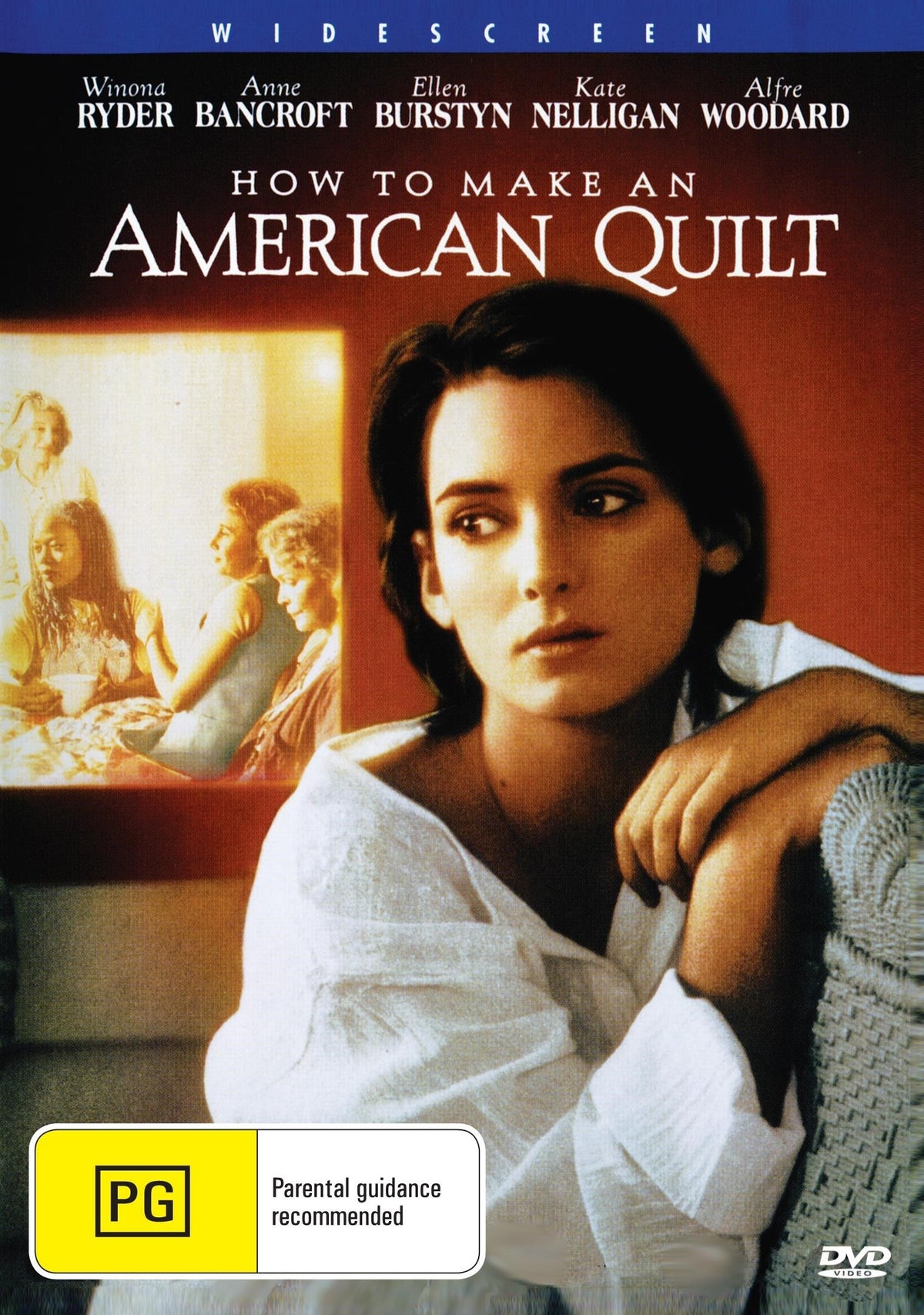 DVD cover for "How to Make an American Quilt" romance movie featuring Winona Ryder and Ellen Burstyn, released by rareandcollectibledvds.