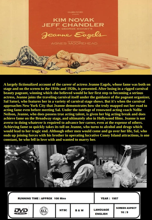 Jeanne Eagels DVD drama featuring Kim Novak and Jeff Chandler, a classic movie in the Movies & DVDs collection.