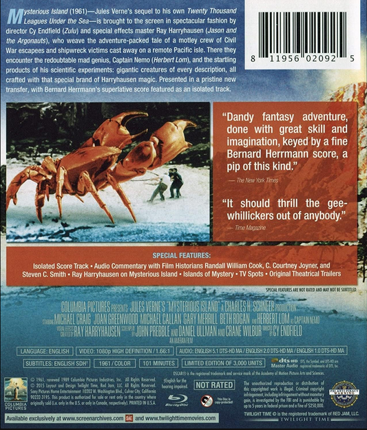 Mysterious Island DVD featuring sci-fi adventure with Michael Craig and Joan Greenwood, from Rare and Collectible DVDs.