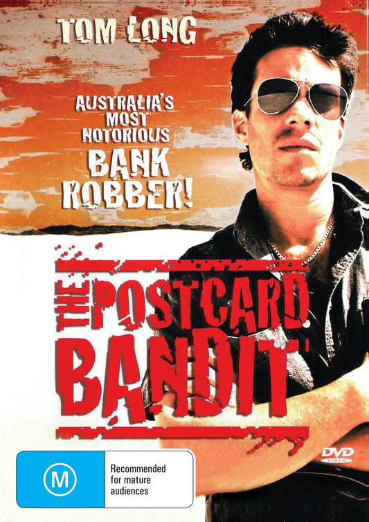 DVD cover of The Postcard Bandit crime movie starring Tom Long and Brett Stiller, from RareAndCollectibleDVDs.