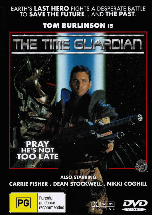 DVD cover of The Time Guardian action movie featuring Tom Burlinson and Nikki Coghill, from Rareandcollectibledvds.