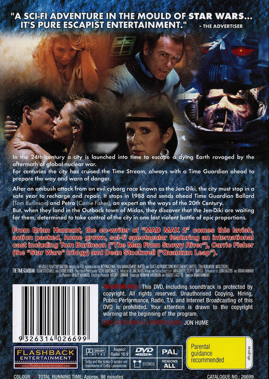 DVD cover image of The Time Guardian action movie featuring Tom Burlinson and Nikki Coghill, from Rare and Collectible DVDs.
