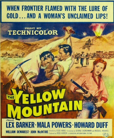 DVD cover of Western movie "The Yellow Mountain" starring Lex Barker and Mala Powers, featuring vintage movie art and title text.